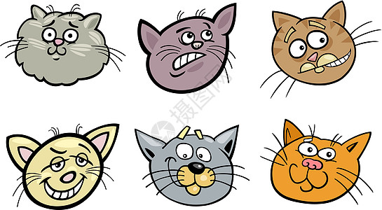 卡通滑稽猫头套虎斑猫咪快乐绘画卡通片小猫团体胡须鼠标条纹图片