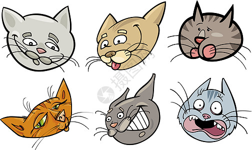 卡通滑稽猫头套小猫胡须哺乳动物猫科卡通片漫画吉祥物虎斑插图绘画图片