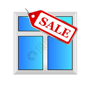 矢量窗口 窗口销售折扣白色季节标签红色生产玻璃剪贴房子蓝色图片