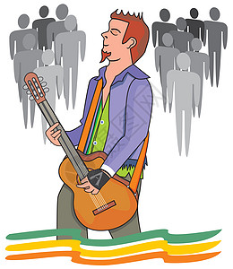 人弹吉他 插图展示表演灰色观众娱乐人群声学艺术品派对乐器图片