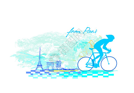 巴黎骑自行车     格隆招贴画幸福男生平衡快乐旅游踏板女儿童年青年训练图片