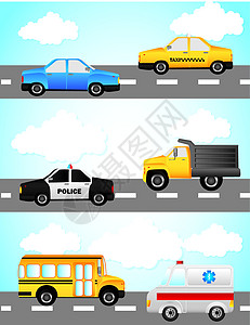 汽车向量街道天空黄色情况车辆轿车警察收藏车轮卡通片图片