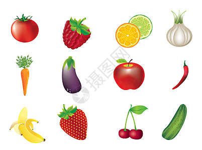 蔬菜和水果烘烤橙子饮食萝卜香蕉胡椒插图食物叶子黄瓜图片
