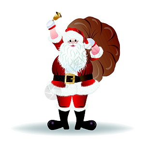 圣诞老人 贺卡设计假期戏服礼物剪裁男人快乐孤独数字化插图老人图片