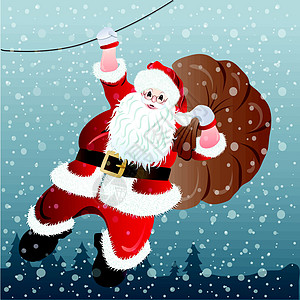 圣诞老人 贺卡设计数字化礼物插图新年老人卡通片父亲假期庆典展示图片
