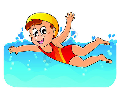 微笑的孩子游泳主题图像1设计图片