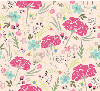 没有缝合的花卉形态 有花朵和叶子的背景插图艺术品装饰品墙纸织物装饰花瓣纺织品植物群风格图片