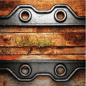 金属和木材背景炼铁木板边界插头框架盘子艺术控制板酒吧品牌图片
