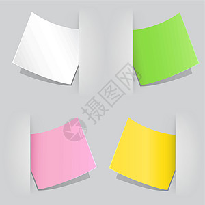 彩色纸长方形粉色备忘录正方形回忆笔记床单边缘白色插图图片