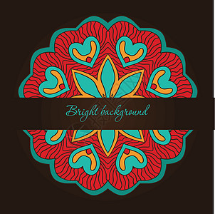 色彩明亮的曼达拉文身背景框架装饰品边界圆圈蕾丝纺织品叶子插图曲线艺术图片
