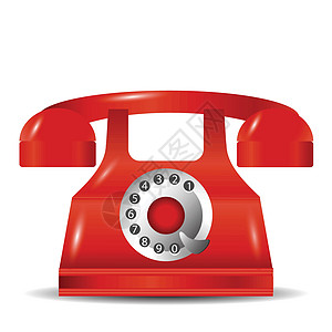 旧红色电话铃声商业嗓音拨号塑料技术讲话旋转插图卡通片图片