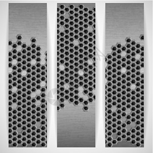 六角金属班纳艺术插图技术扬声器格栅六边形墙纸横幅商业金属图片