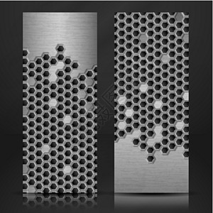六角金属班纳扬声器六边形合金框架艺术黑色纤维横幅金属技术图片