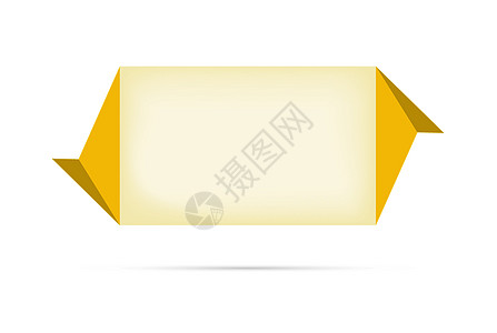 带折叠边缘的空白标签折纸笔记艺术创造力白色插图商业黄色横幅卡片图片