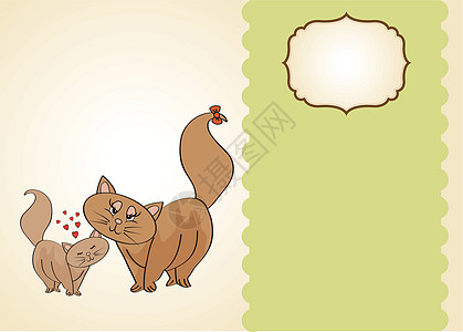 小孩和猫和他母亲一起的新小猫宝宝胡须插图卡通宠物尾巴猫咪动物家庭日绘画猫科设计图片