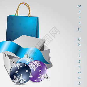 圣诞礼物店铺阴影商品盒子雪花紫色蓝色购物丝带插图图片