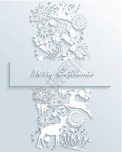 白色圣诞快乐3D白装饰贺卡邀请函插图快乐设计假期问候语庆典艺术墙纸作品图片