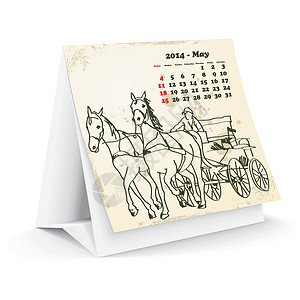 2014年5月 案头马匹日历插图木板季节杂志回忆笔记本笔记办公室图片