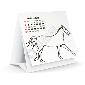 2014年7月 桌马日历回忆办公室杂志木板笔记本笔记插图季节图片