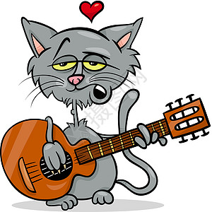 爱情中的猫猫卡通插图图片