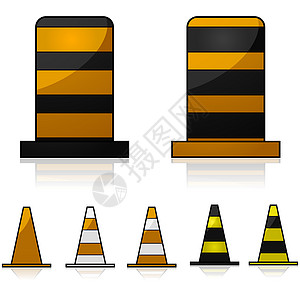 交通锥建造反射街道障碍过境危险黄色警告橙子塑料图片