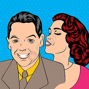 男人和女人爱情侣 在流行艺术漫画风格拥抱女孩女士丈夫幸福男人女性妻子男性女朋友图片