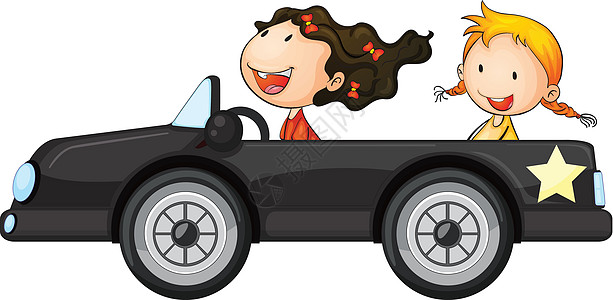 女孩和一个 ca女士卡通片运动尾灯玻璃车轮灰色运输绘画赛车图片