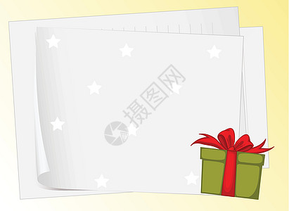 纸床单和礼品盒邀请函节日绘画假期空白红带星星背景庆典生日图片