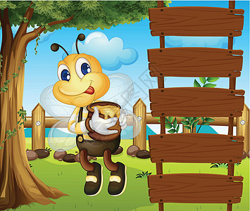一只蜜蜂和空的牌子图片