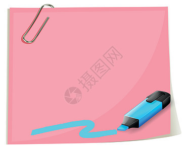 粉色空纸和蓝色亮光器背景图片