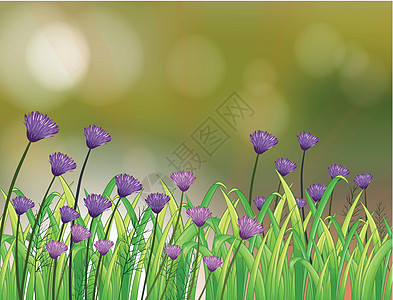 带有紫花花花园的文具图片