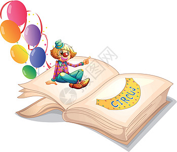 一本有小丑和气球的书图片