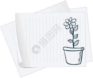 一张纸 上面有锅里植物的草图图片