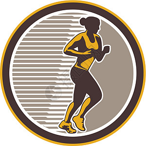 女性马拉松跑者侧面视图回放图片