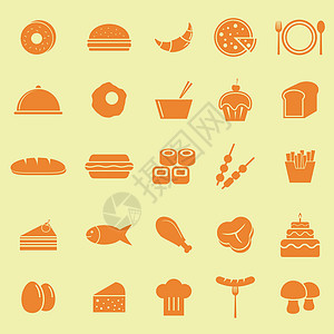 黄色背景的食品颜色图标图片