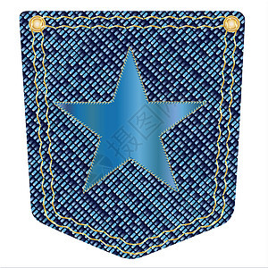 星号纺织品织物编织针脚缝纫星星牧马人牛仔裤蓝色口袋背景图片