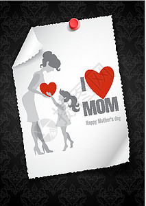 母亲节元素母亲节快乐庆典图钉空白棕色妈妈假期插图问候语家庭别针设计图片