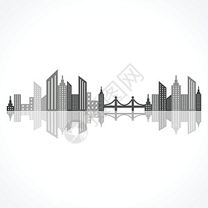 带有桥桥的抽象黑建筑设计插图Name图片