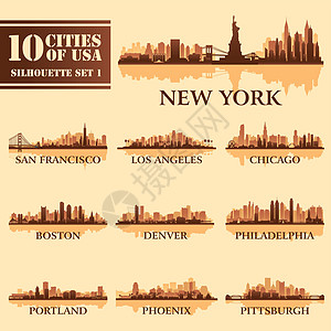 美国1号席轮式城市全景海岸市中心明信片插图建筑学海报建筑天空刮刀图片