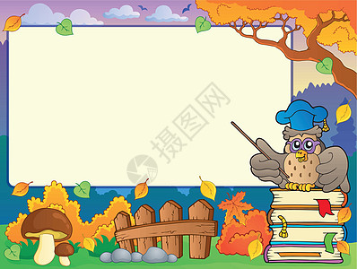 与猫头鹰教师的秋季框架 1图片