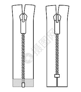 拉链类型 计划拉链矢量插图 孤立在白色背景上图片
