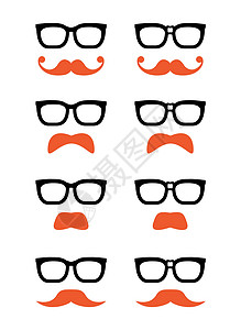Geek 眼镜和姜胡须或小胡子图片