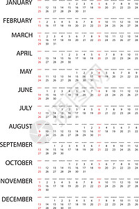 简单20152015年年度日历说明时间商业数字红色插图日记日程卡片规划师季节图片