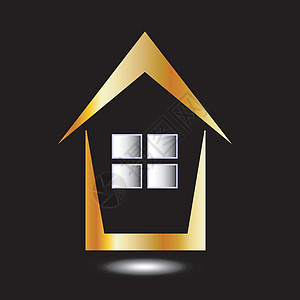 黄金房地产业房屋抽象标识成功窗户城市框架建筑师庇护所维修公司优势金子图片