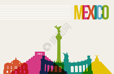 旅行Mxico目的地地标天线背景图片
