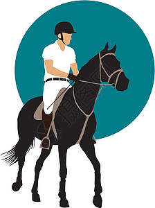 马术体育设计蓝色成功农场骑术插图跳跃训练竞赛赛车冠军图片