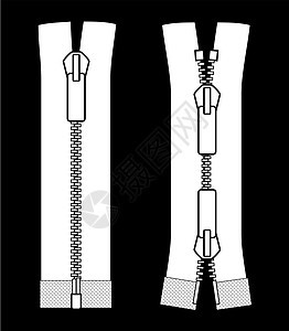 黑色背景上孤立的Zipper类型矢量说明图片