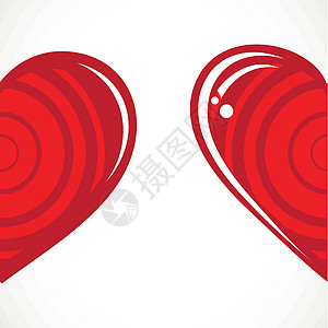 红纸心脏情人节日卡艺术贴纸插图风格假期折纸卡片阴影绘画横幅图片