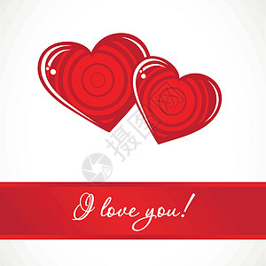 红纸心脏情人节日卡手工插图礼物数字卡片艺术问候语贴纸折纸绘画图片