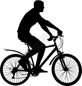 骑自行车的男人骑自行车的男性的轮廓 矢量图行动旅行休闲活动速度竞争插图男人运动身体设计图片